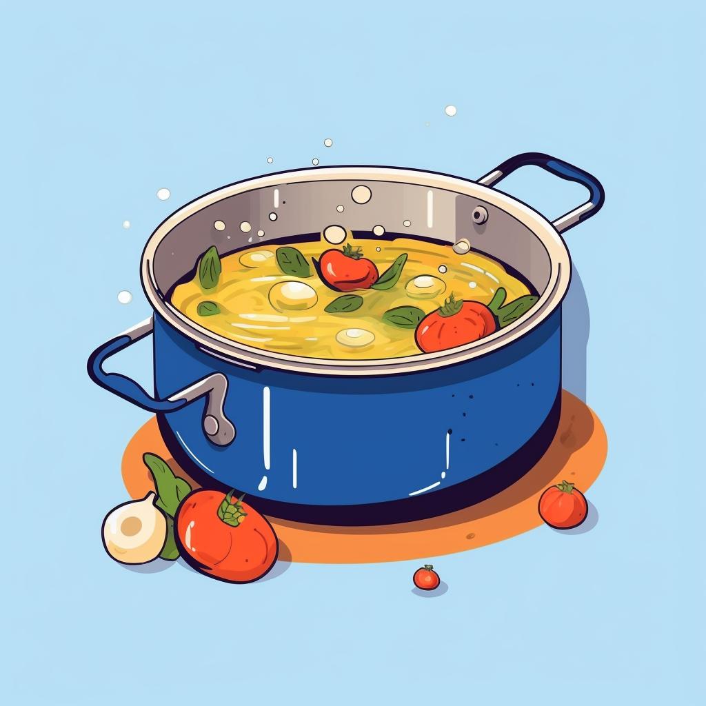 Pickling brine boiling in a saucepan
