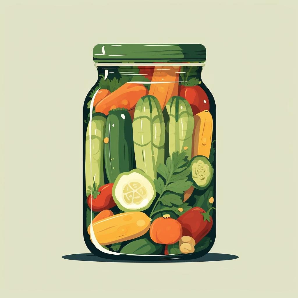 Vegetables packed into jar