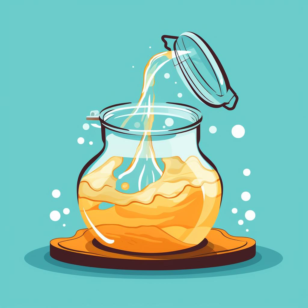 Pouring brine into jar