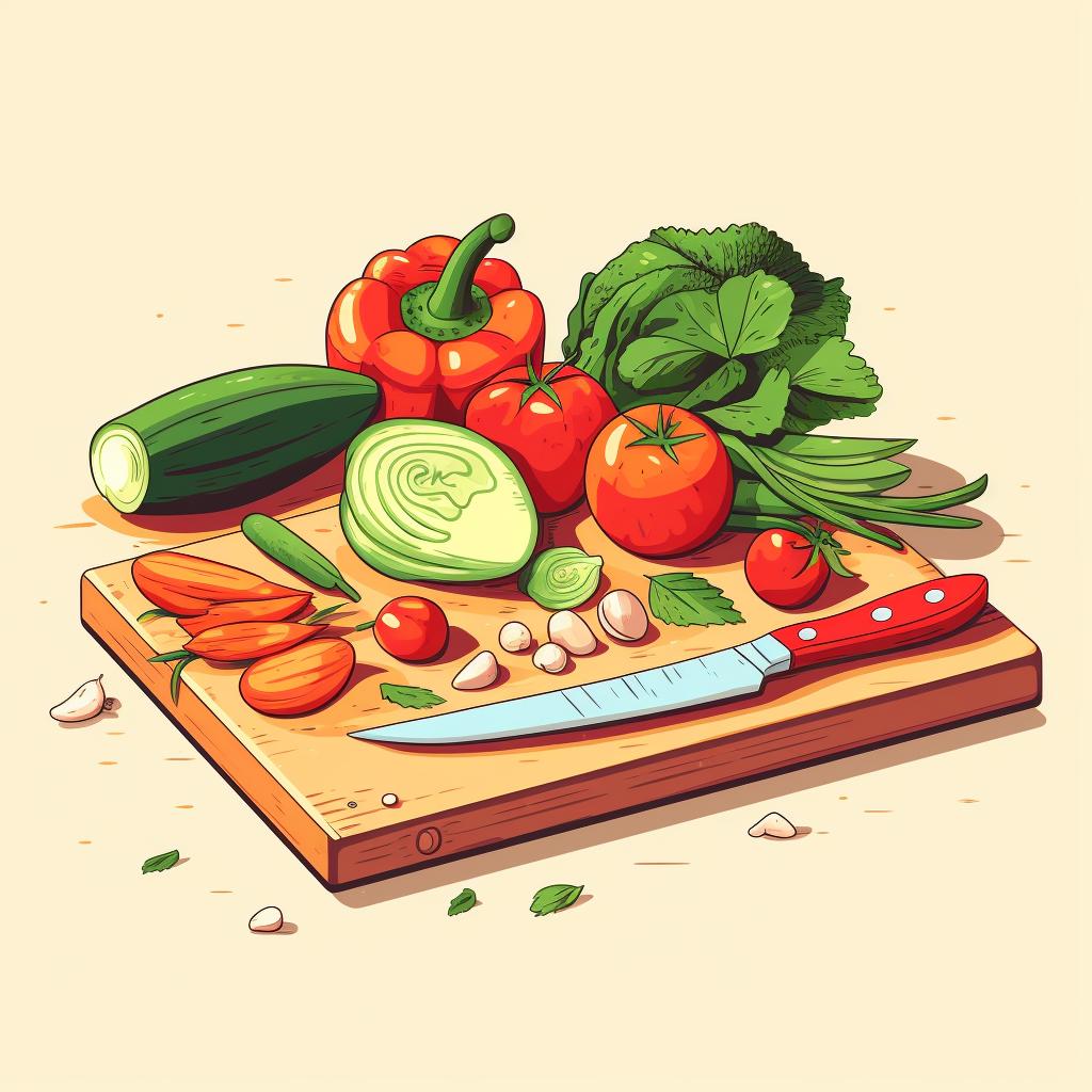 Freshly washed and cut vegetables on a cutting board
