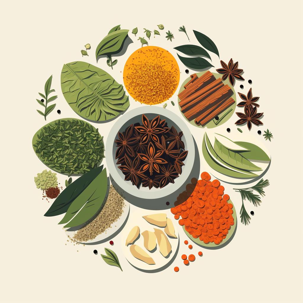 All spices, herbs, and seeds mixed together in a bowl
