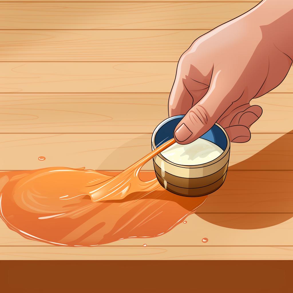 Applying sealant to a piece of pickled wood