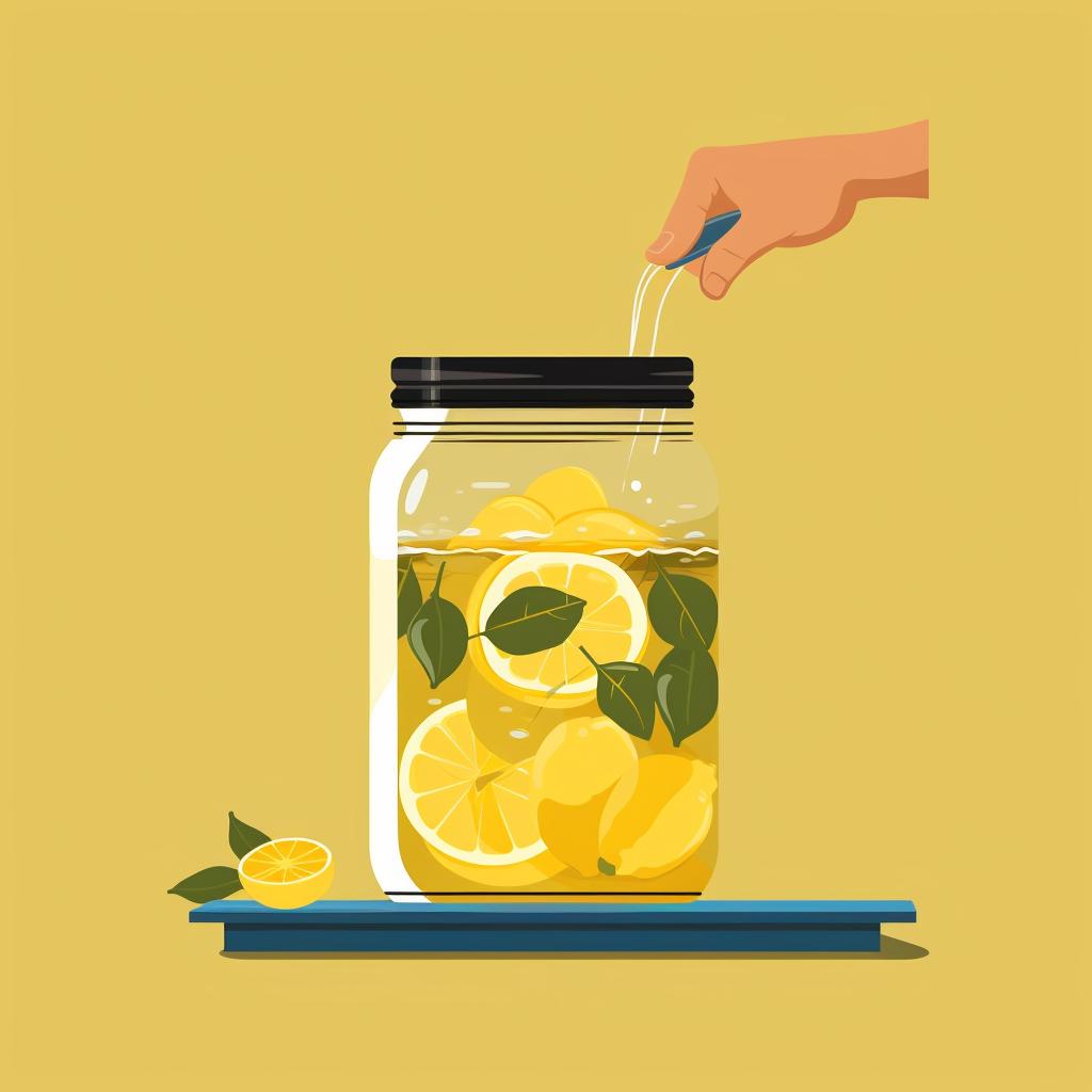Extra lemon juice being added to the jar