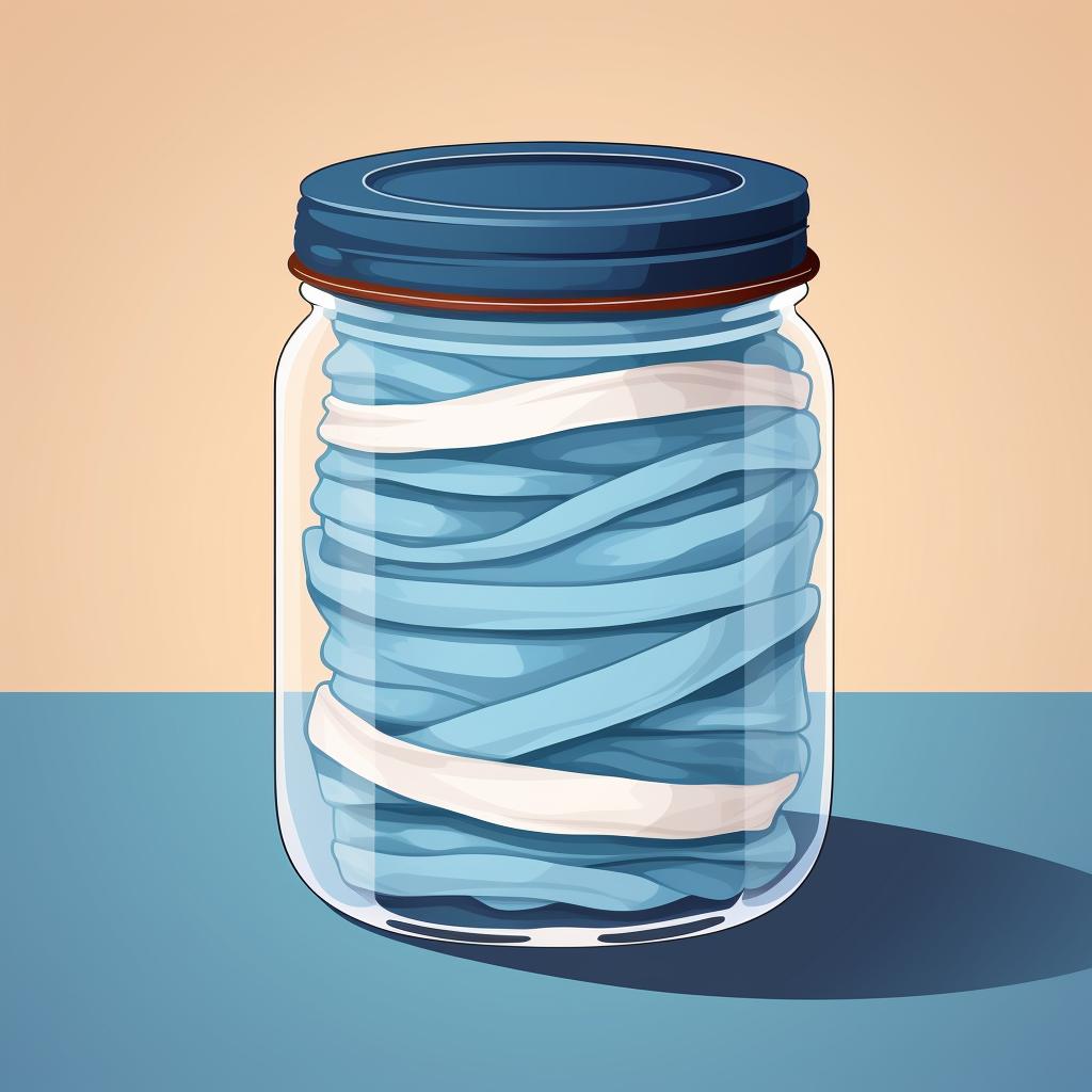 Jar covered with cloth and secured with a rubber band
