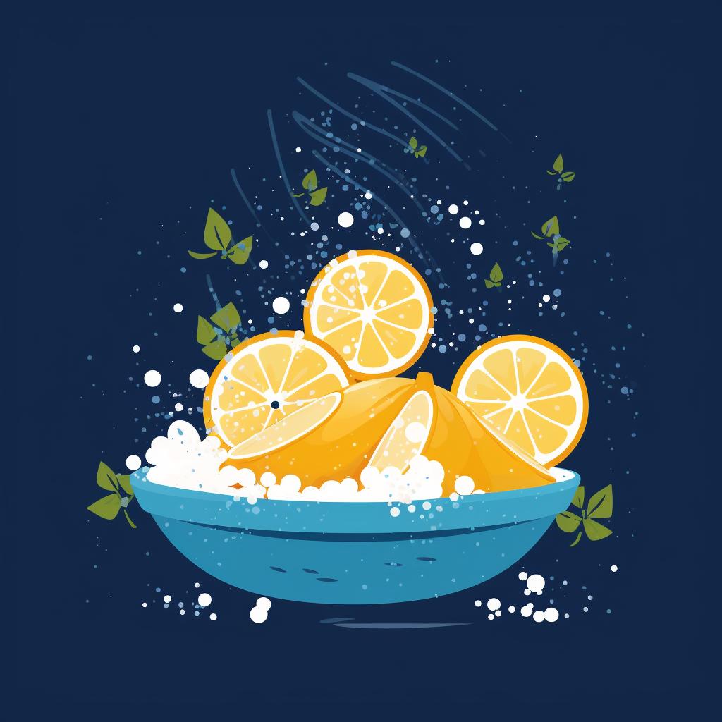 Salt being sprinkled on opened lemons