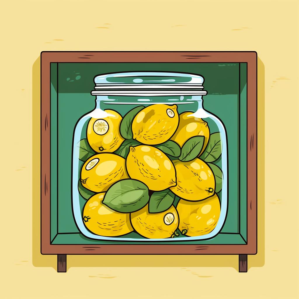 Sealed jar of lemons on a shelf