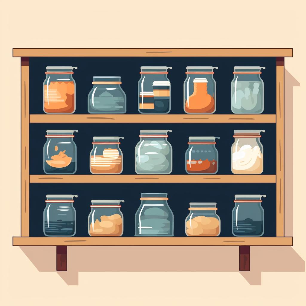Sealed jars being stored on a shelf